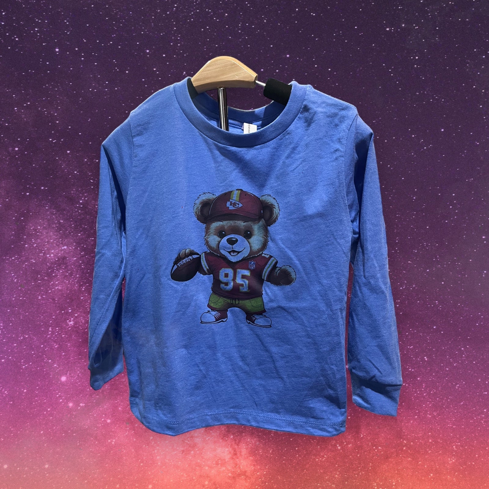 Printed Bella Canvas kids long sleeve T-shirt (KC Bear)