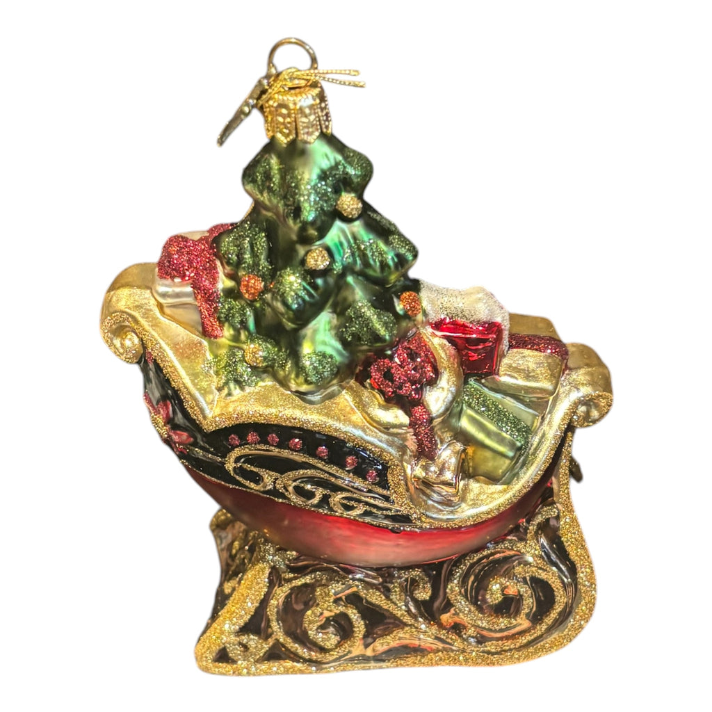 2017 DECORATIVE SLEIGH Hand Decorated and Hand Painted Mouth-Blown Glass in Poland