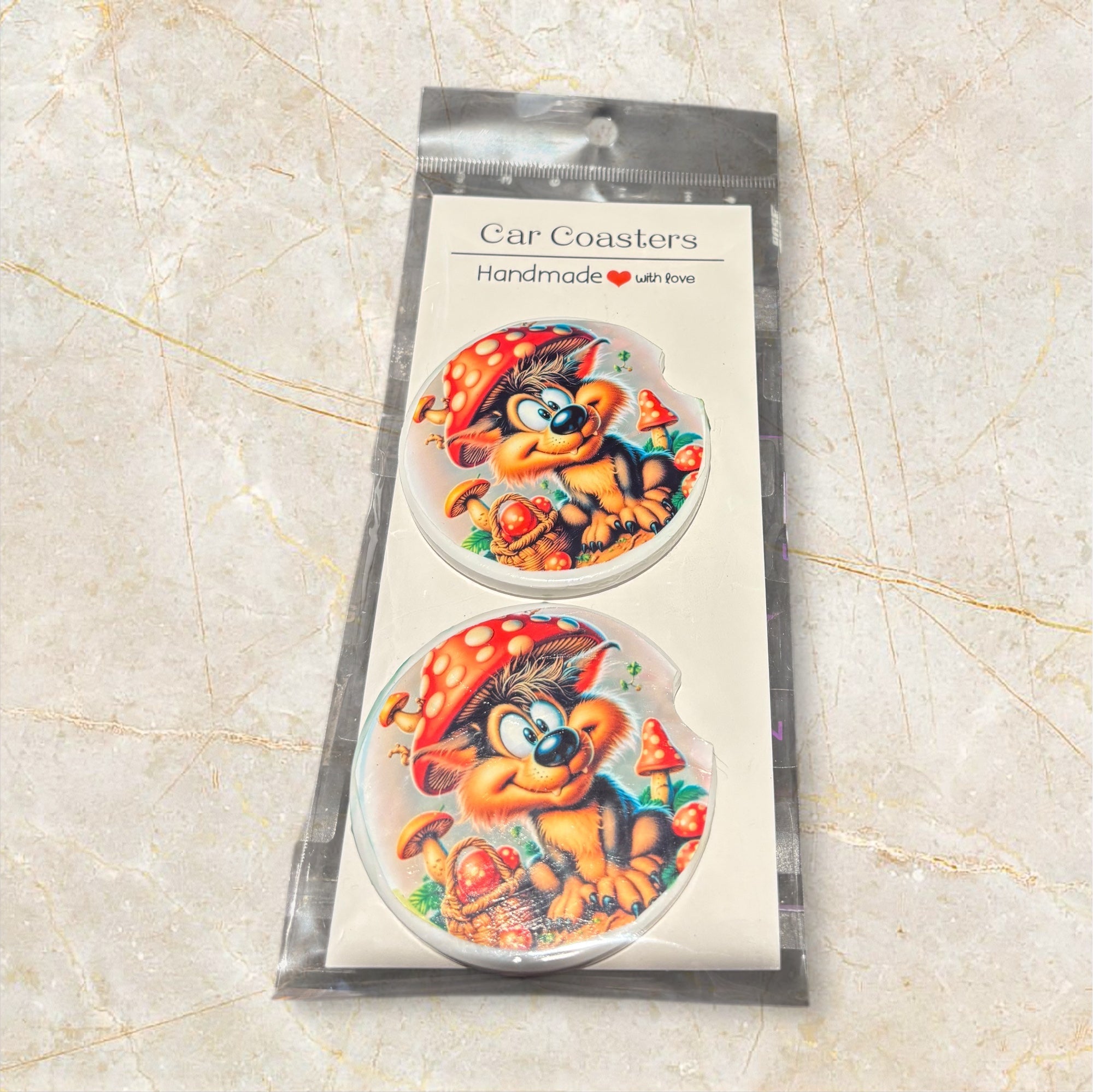 Printed Car Coaster Set (Dog)