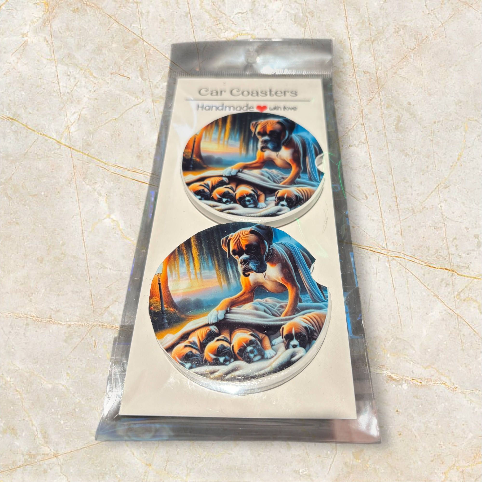 Printed Car Coaster Set (Boxer)