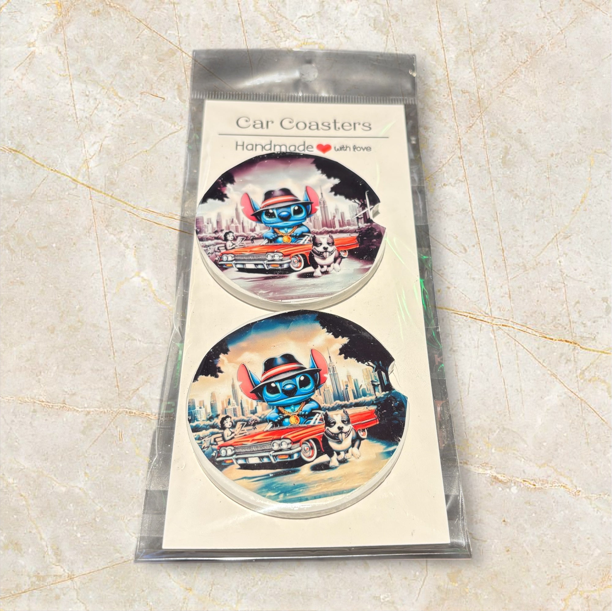 Printed Car Coaster Set (Stitch)
