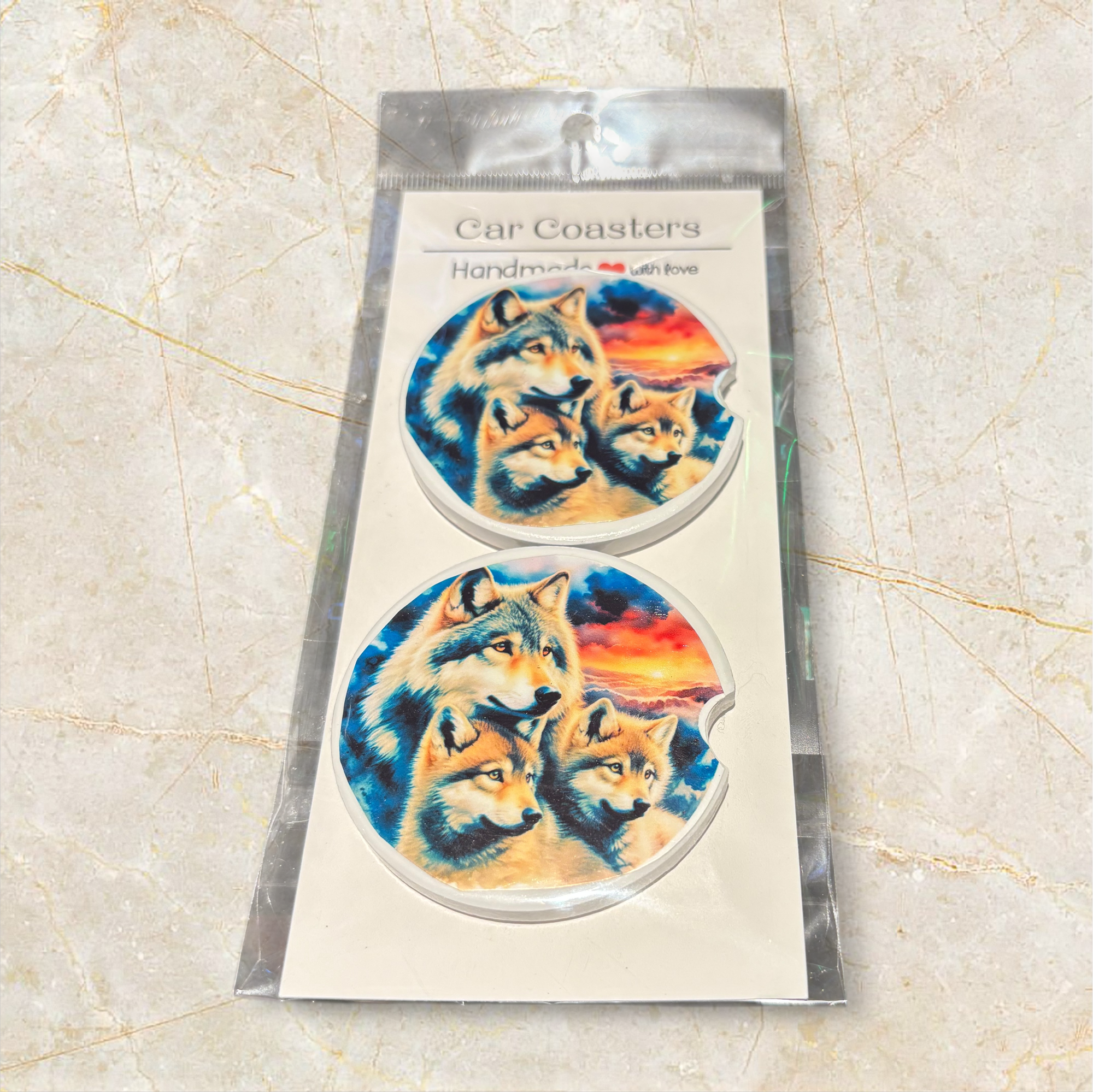 Printed Car Coaster Set (Wolf)