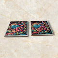 Printed Square Coaster Set of Two (Flower)