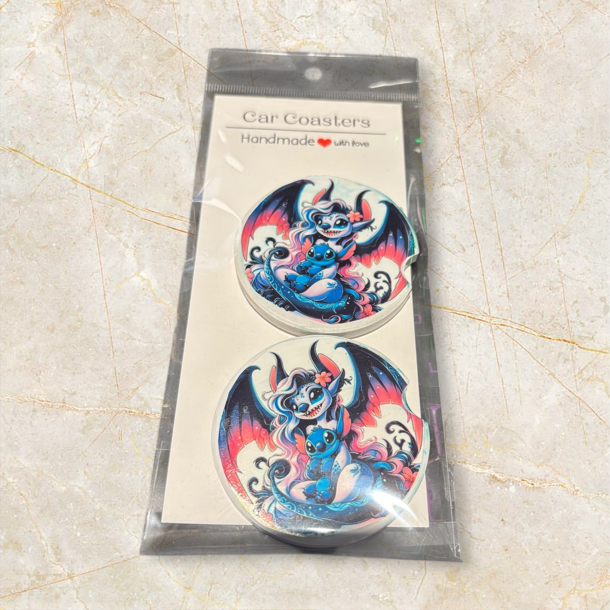 Printed Car Coaster Set (Stitch)