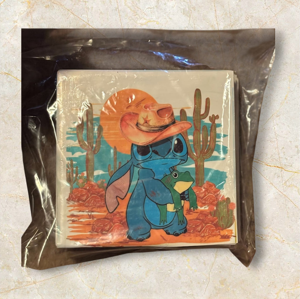 Printed Square Coaster Set of four (Stitch)