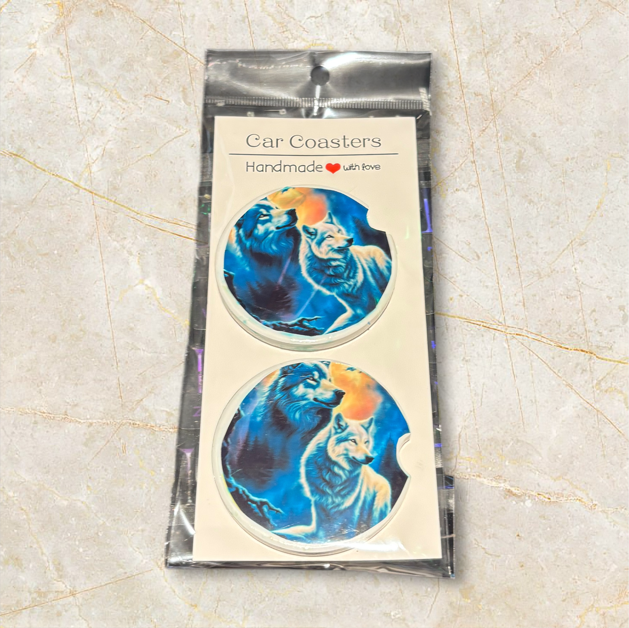 Printed Car Coaster Set (Wolf)